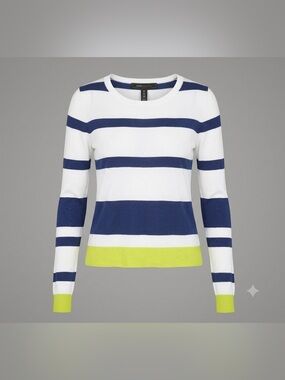 BCBGMAXAZRIA Nautical Striped Knit Top – Cream, Navy & Lime Green - Size XS